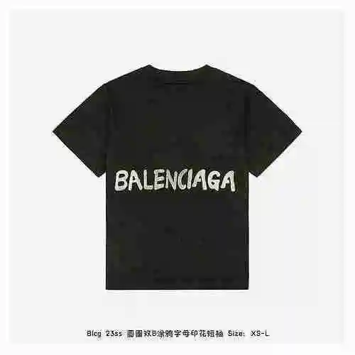 Blcg 23ss Circle Double B Graffiti Letra Estampado Manga Corta