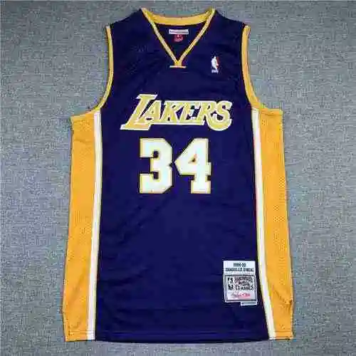 Lakers 34 O'Neal MN Vintage Púrpura con cuello en V