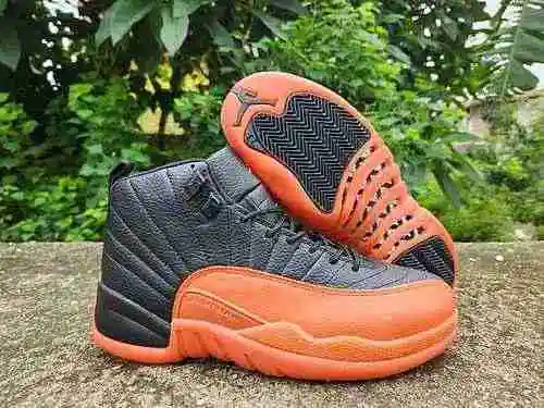 AIR JORDAN12 Negro Naranja Hebilla Aplastada 40-47