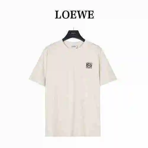 Loewe/Loewe 23ss camiseta minimalista de manga corta con logo bordado en contraste