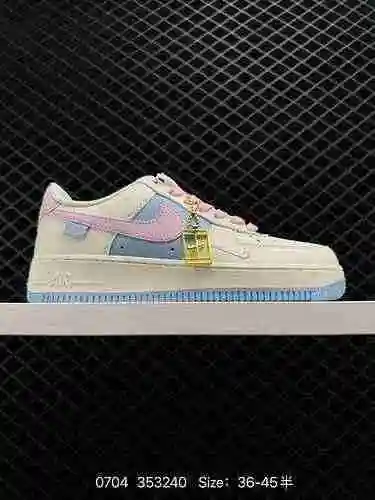 2 nivel de empresa Nk Air Force&# x27; 7 Zapatos bajos informales con gancho en azul claro y ros