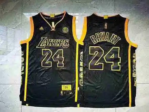 Adidas Lakers 24 Kobe Retired Edition con logotipo de patrocinio negro