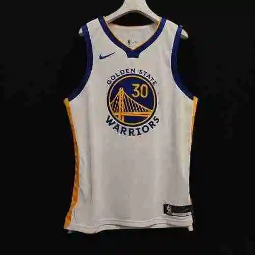 AU Player Edition 19-21 Season Warriors 30 Curry 11 Thompson 33 Wiseman 22 Wiggins White Embroidery 