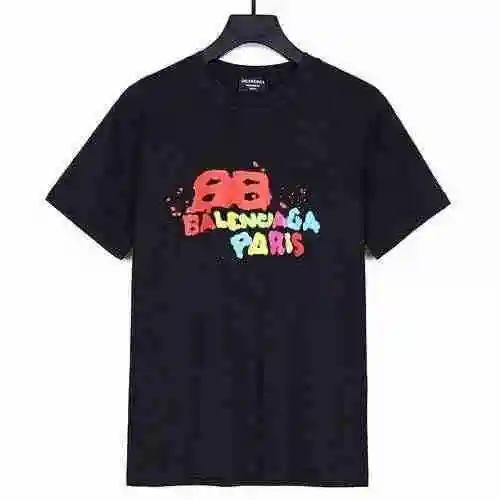 Balenciaga Doble B Letra Graffiti Blanca Manga Corta