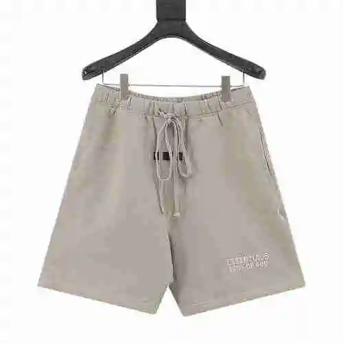 FEAR OF GOD DOUBLE LINE ESSENTIALS Temporada 8 Pantalones cortos deportivos sueltos con letras floca