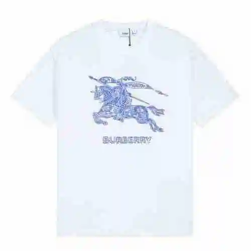 Burberry/23ss pony logo bordado parche manga corta