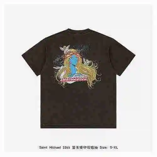 Saint Michael 23ss Manga Corta Estampado Ángel Azul
