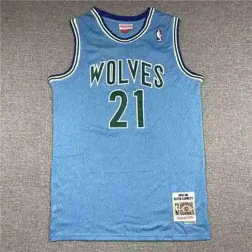 95-96 Vintage MN Timberwolves 21 Personajes Garnett Azul Verde