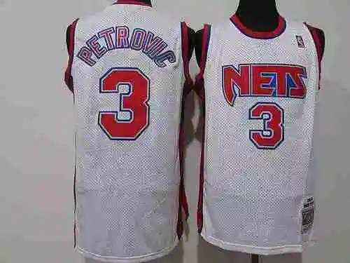 Nets No. 3 Petrovic Logotipo Retro Blanco