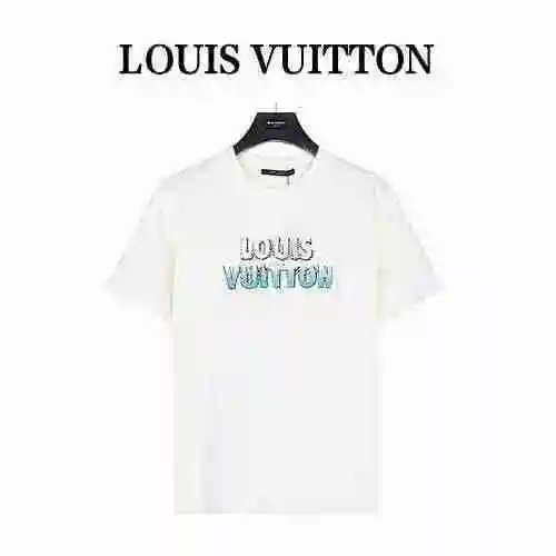 Louis Vuitton/Louis Vuitton 23ss Camiseta de manga corta con bordado de cuentas