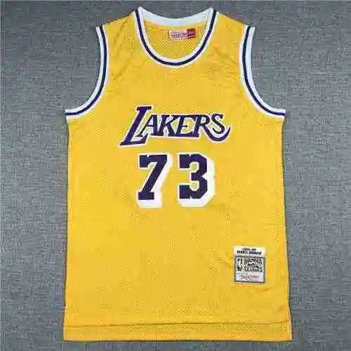 Lakers 73 Rodman Retro Etiqueta Oro Amarillo