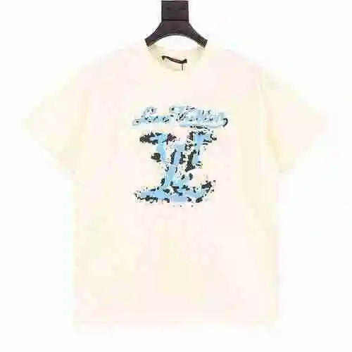 Manga corta con estampado de letras de llama azul 1V 23ss