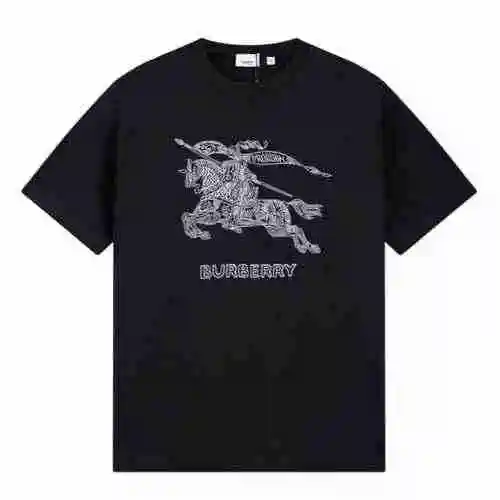 Burberry/23ss pony logo bordado parche manga corta