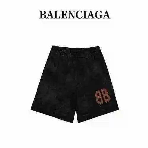Balenciga/Balenciaga 2023SS pantalones cortos bitcoin doble B teñidos de barro