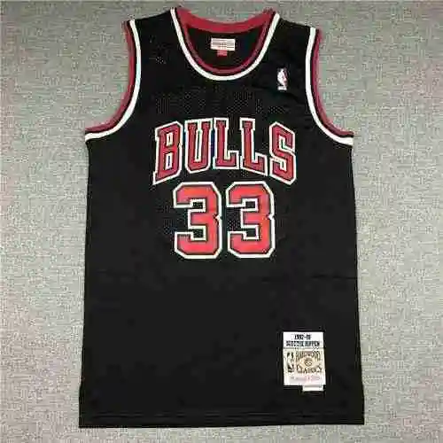 97-98 Bull 33 Pippen Etiqueta Retro Negra Clásica