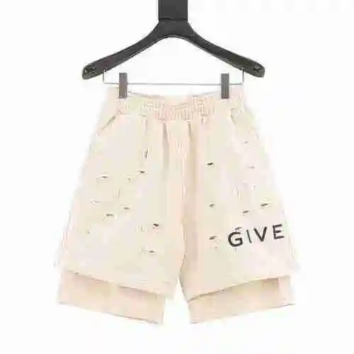GVC 23SS pantalones cortos falsos de dos piezas de doble capa rotos