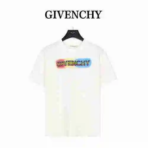 Givenchy/Givenchy 23ss camiseta de manga corta con logo de arcoíris y bordado de cepillo de dientes 