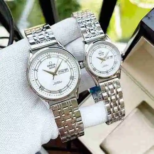 Reloj Omega Reloj de pareja emparejado con movimiento mecánico original completamente automático Caj