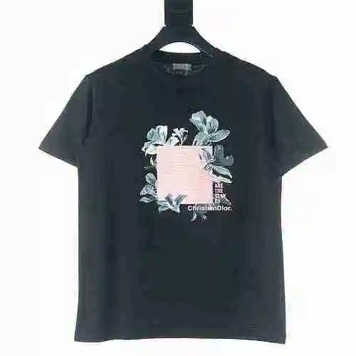 Camiseta de manga corta con estampado de flores y espuma con letras CD DIOR/Dior