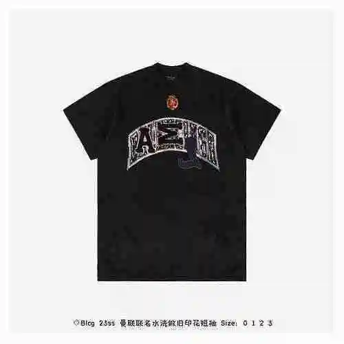 ◇ Blcg 23ss Mangas cortas estampadas envejecidas lavadas con la marca Manchester United Co