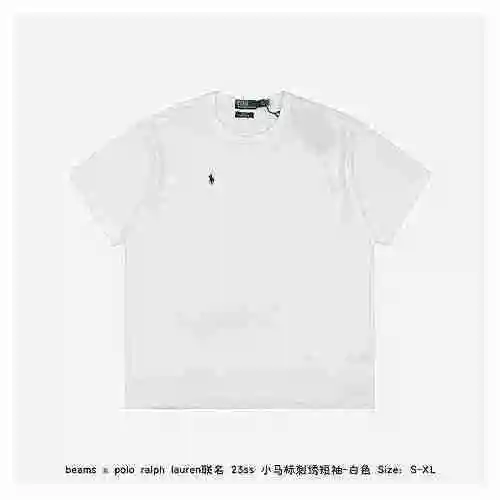 Beams x polo ralph lauren co branded 23ss pony bordado manga corta-blanco