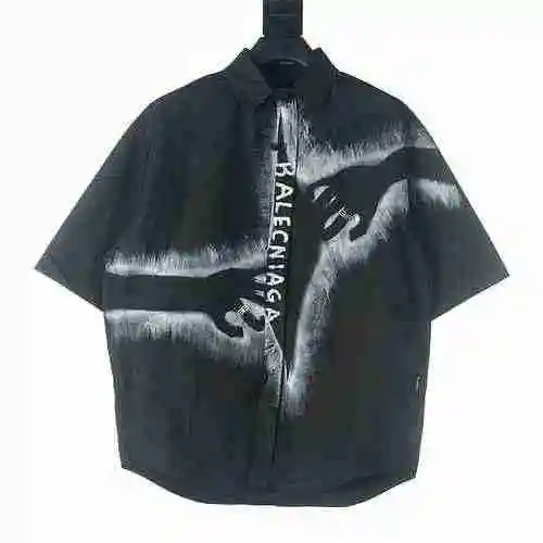 BALENCIAGA/Balenciaga BLCG camisa de manga corta con letras de inyección de tinta a dos manos