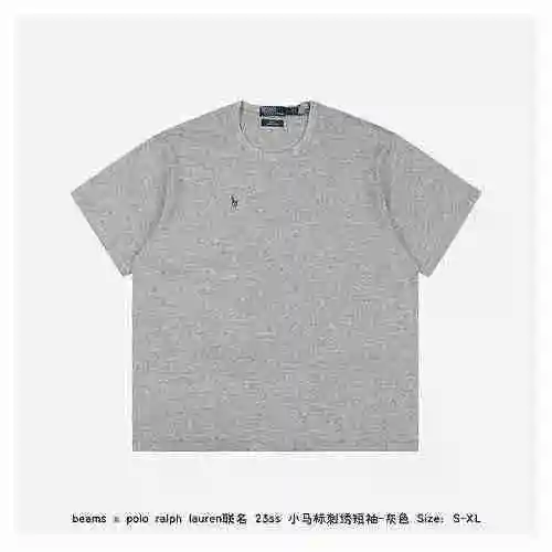 Beams x polo ralph lauren co branded 23ss pony bordado manga corta-gris