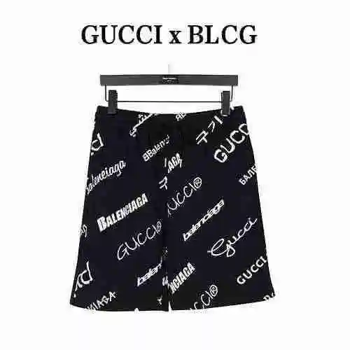 BalenciagaX Gucci Co pantalones cortos AOP con pantalla tipo bala y logotipo de la marca