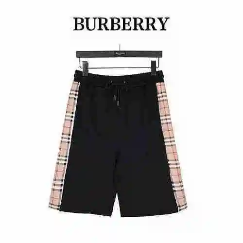 Burberry/Burberry 23ss Pantalones cortos clásicos con parche de cinta a cuadros laterales