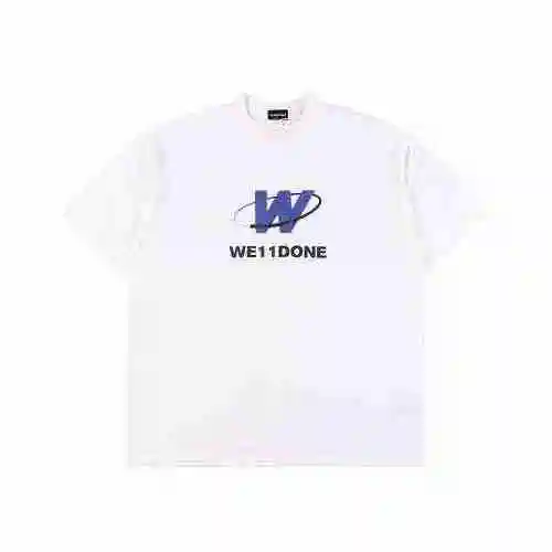 WE11DONE 23SS Circle W Manga corta con estampado de letras azules
