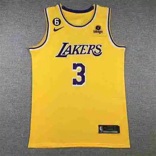 Camiseta Lakers No. 3 Davis Amarilla Temporada 22-23