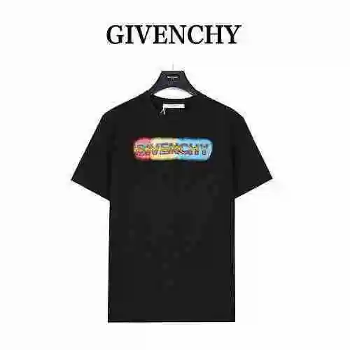 Givenchy/Givenchy 23ss camiseta de manga corta con logo de arcoíris y bordado de cepillo de dientes 