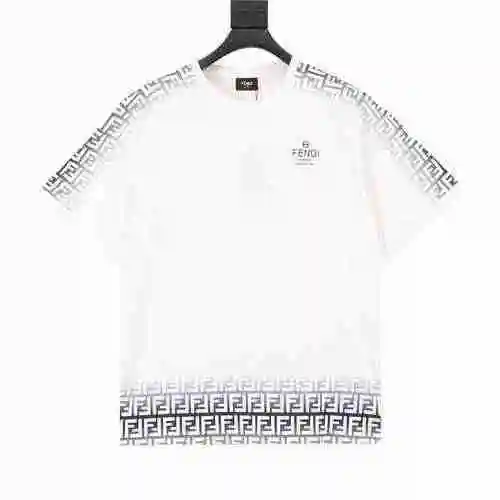 Fendi/Fendi Estampado degradado Letra LOGO Cuello redondo Manga corta