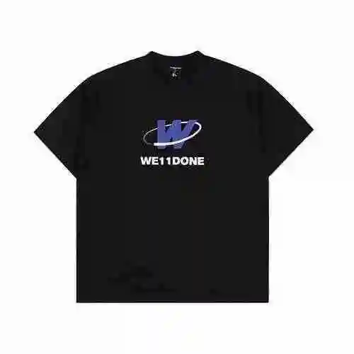 WE11DONE 23SS Circle W Manga corta con estampado de letras azules