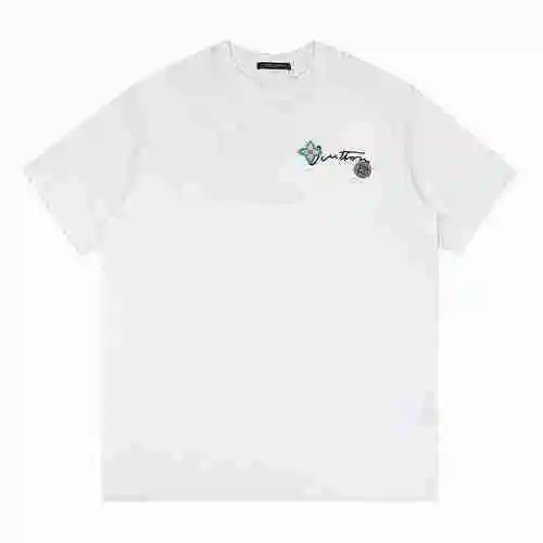 Camiseta de manga corta con cuello redondo y bordado de flores exclusiva de Louis Vuitton