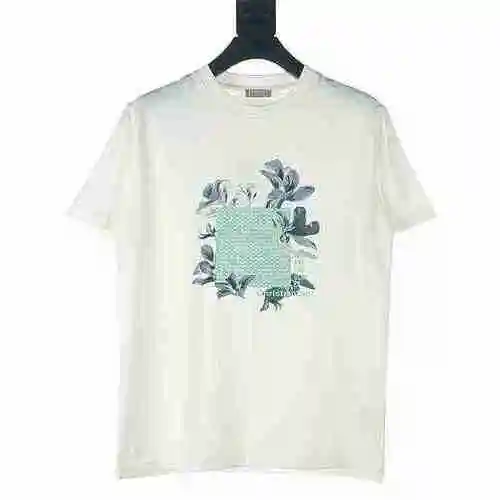 Camiseta de manga corta con estampado de flores y espuma con letras CD DIOR/Dior