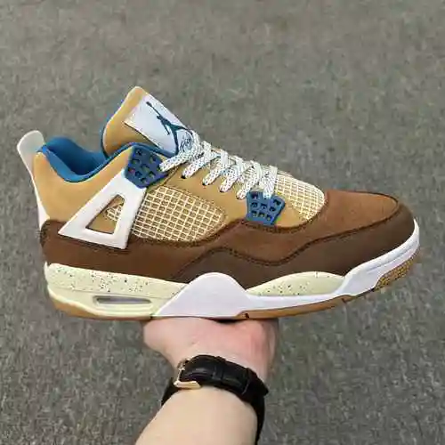 Air Jordan 4 Retro" Cacao Wow" Color marrón y amarillo a juego AJ4 Jordan Dan 4ta generaci