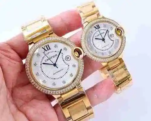 Reloj Cartier Pareja Reloj emparejado con movimiento mecánico completamente automático original Caja