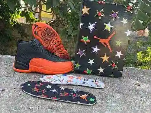 Jordan 12 Negro Naranja Rojo Reparación regular Versión correcta 40-47