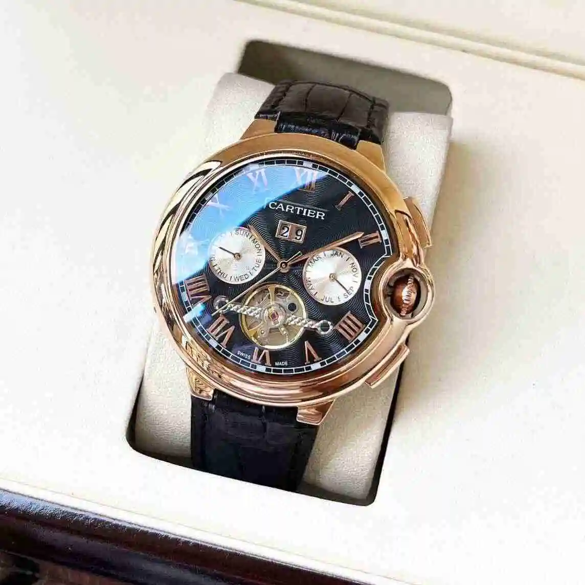 Reloj Cartier para hombre combinado con movimiento mecánico original completamente automático Caja d