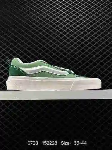 Vans Knu-Skool VR3 LX Verano Nuevo Verde Vintage Casual Zapatos de pan vulcanizados Edición gorda Lo