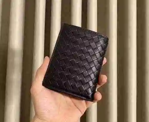 Cartera con clip corto para hombre BV hecha de material de lona importado, bolsa de regalo de entreg