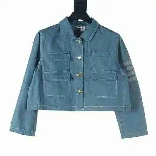 THOM BROWNE/Tom BROWNE TB Women's Blue Denim Work denim jacket jacket
