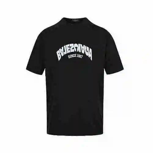 Balenciaga/Balenciaga 23ss Letra Invertida Bordada Manga Corta