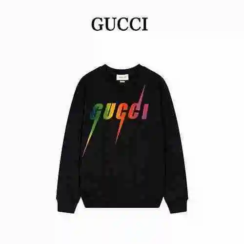 GUCCI/Gucci 2023SS Autumn/Winter New Gradient Lightning Letter Logo Round Neck Sweater