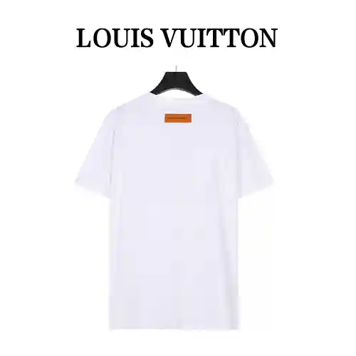 Louis Vuitton/Louis Vuitton 23ss Camiseta de manga corta bordada con parche de agujero de flor vieja