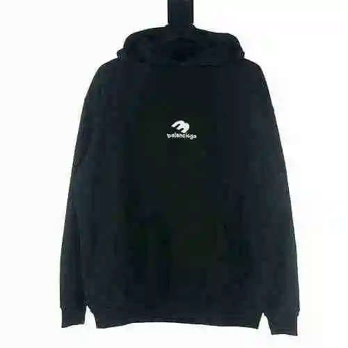 BALENCIAGA/Balenciaga BLCG Back Reversed Letter Double Hook Printed Hooded Sweater