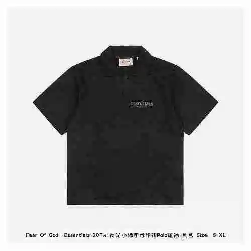 Gear Of God Essentials 20Fw Reflective Small Label Printed Polo Short Sleeves - Black