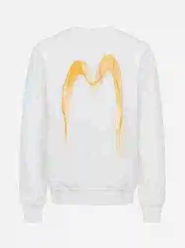 Suéter de cuello redondo estampado EVISU Fushen Hot Gold Brush grande M versión alta