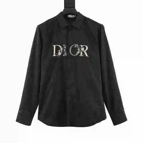 CD Camisa con bordado de flores degradadas de manga larga